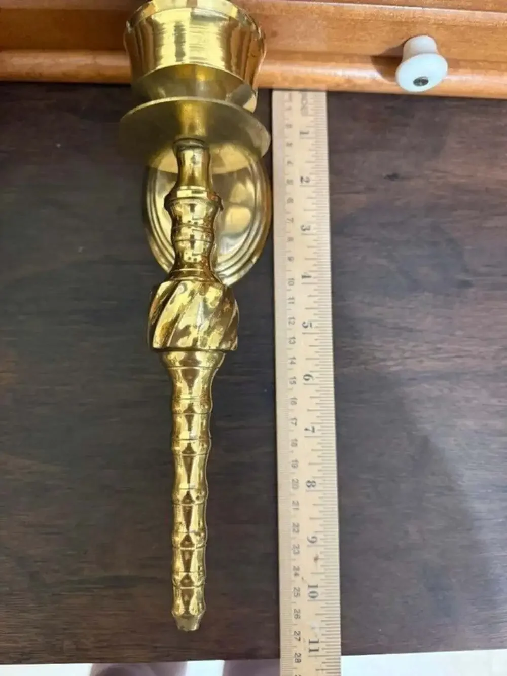 Pair of Vintage Solid Brass Wall Sconce Candle Holders with Swirl Detail